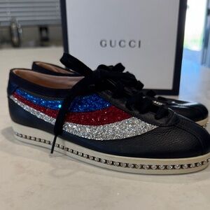 Gucci Women's Glittering Black and Blue Sneakers